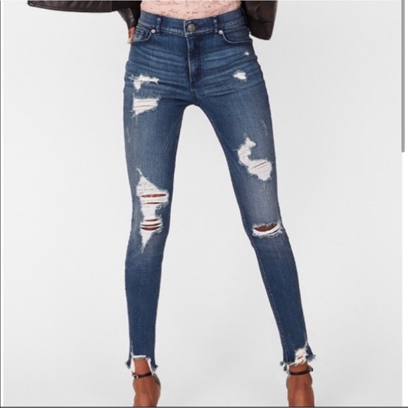 Express Denim - High waisted distressed skinny ankle jean 00S Express Denim - High waisted distressed skinny ankle jean 00S